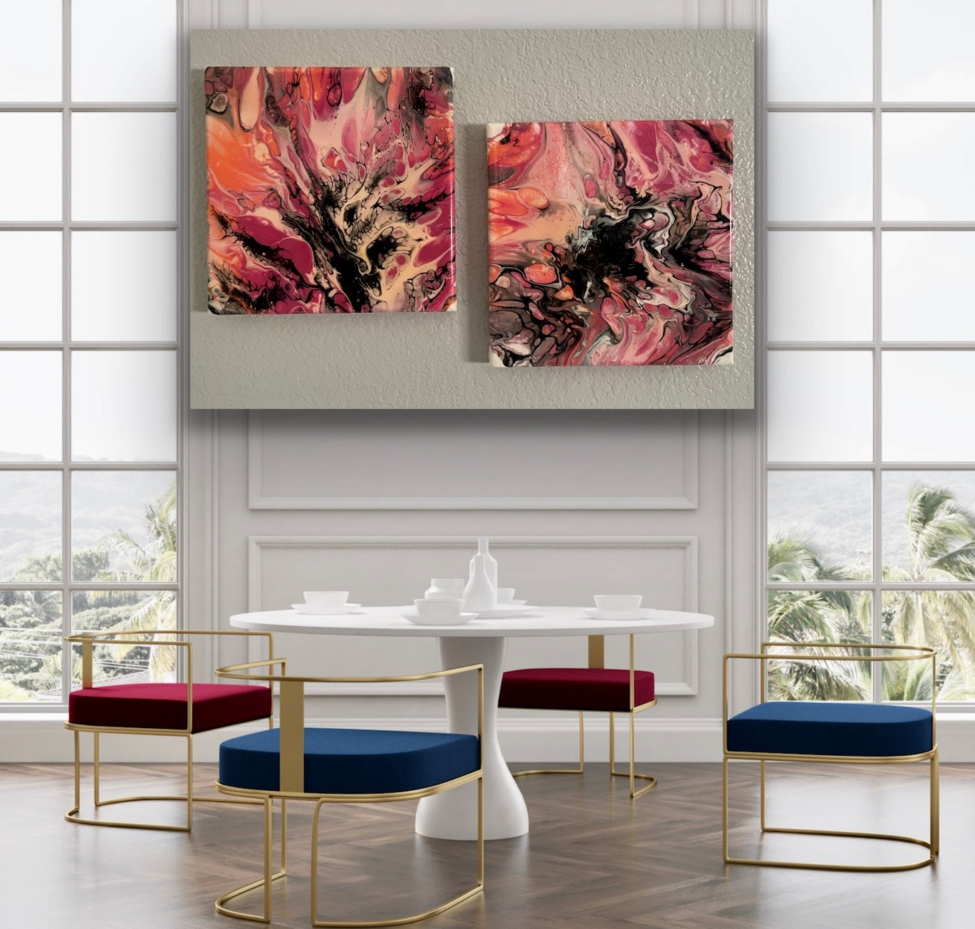 Stunning Set of two (2)Pink Candy Canvas Paintings