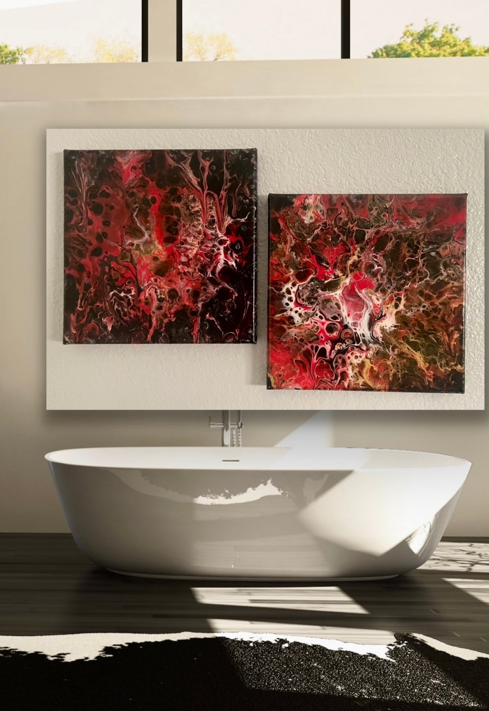 Magnificent Set Of 2, Fire House Canvas Paintings