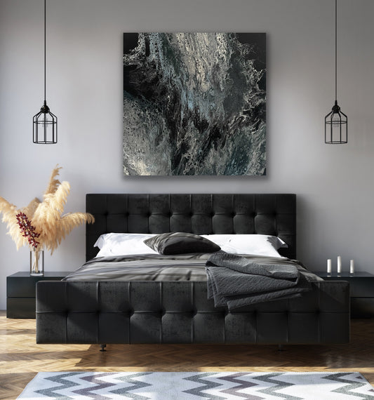 Captivating Acrylic Black and Blues Original Canvas Painting