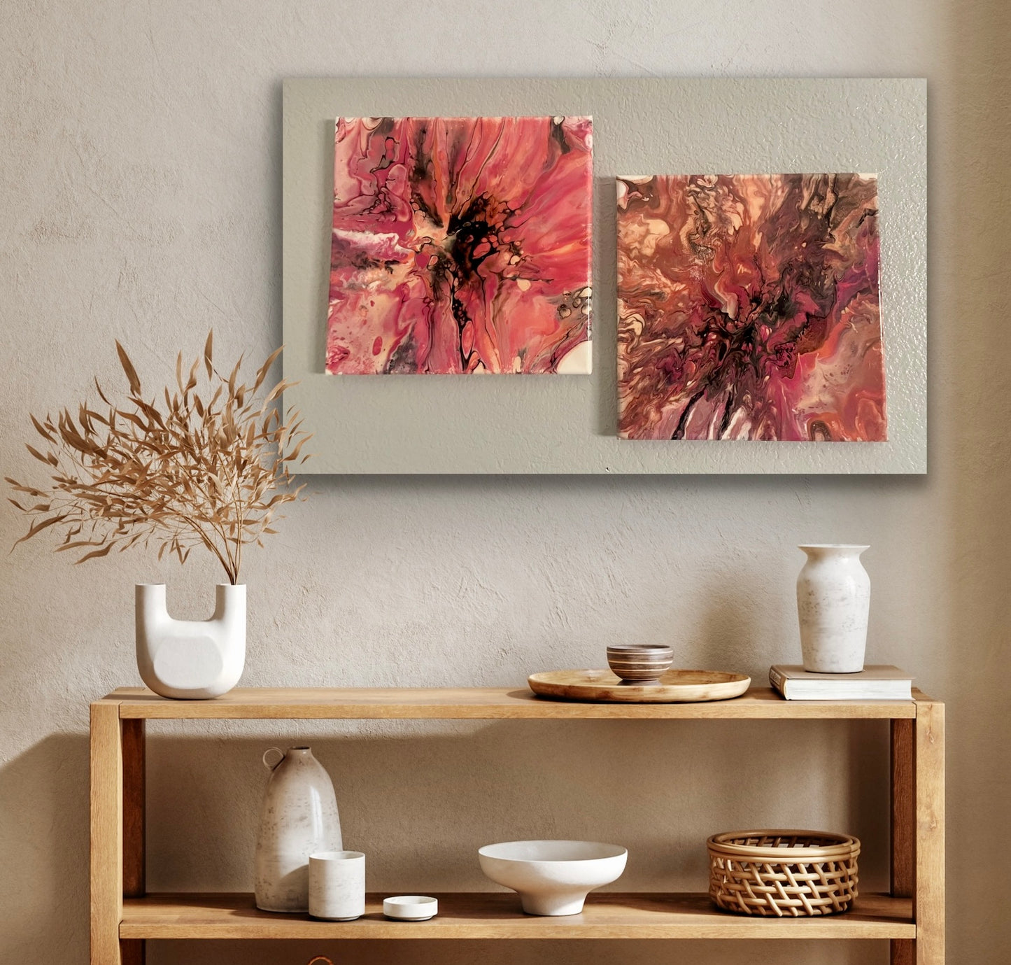 Stunning Set of two (2)Pink Candy Canvas Paintings