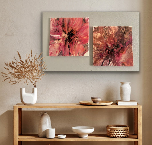 Stunning Set of two (2)Pink Candy Canvas Paintings